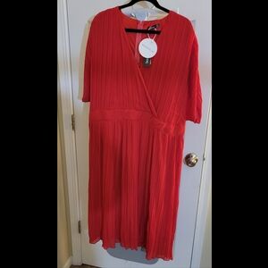 Boohoo Plus Pleated Wrap Midi Dress